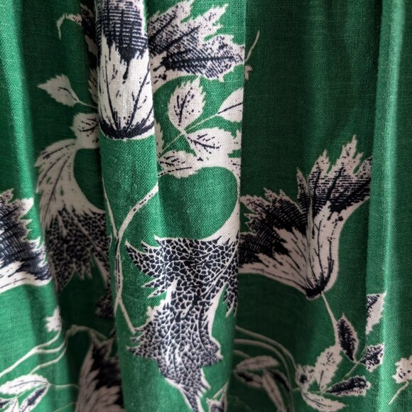 Max Studio London Linen Blend Green Floral Midi Skirt Size Small Pockets Summer - Picture 6 of 14
